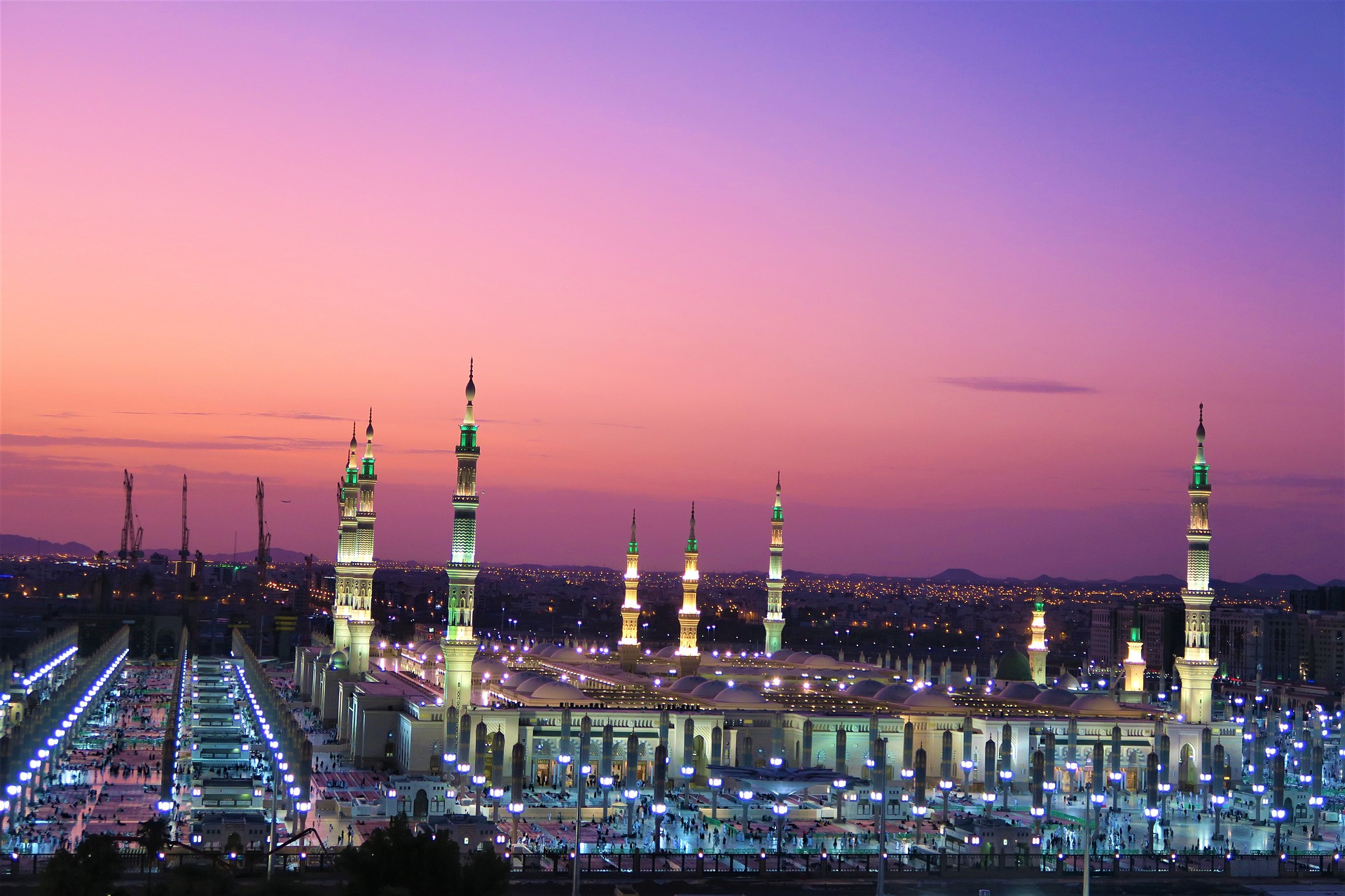 Prophetenmoschee in Medina bei Sonnenuntergang